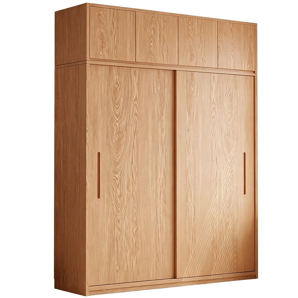 Contemporary Luxury Oak Wardrobe Sliding Door Bedroom Combination Cabinet