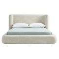 Scandinavian Fabric Upholstered Bed Frame Storage Wingback Bed