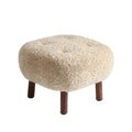 Beige cotton cushion, solid wood footrest support, sofa ottoman, Ottoman chair