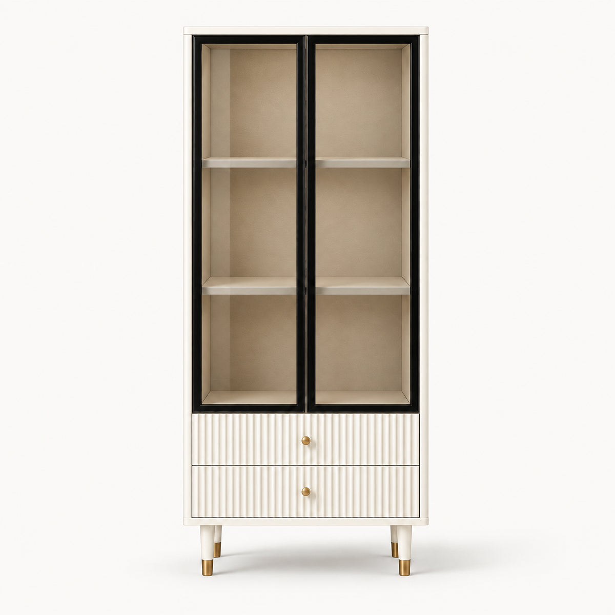Narrow Glass Bookcase with Display Storage