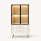 Narrow Glass Bookcase with Display Storage