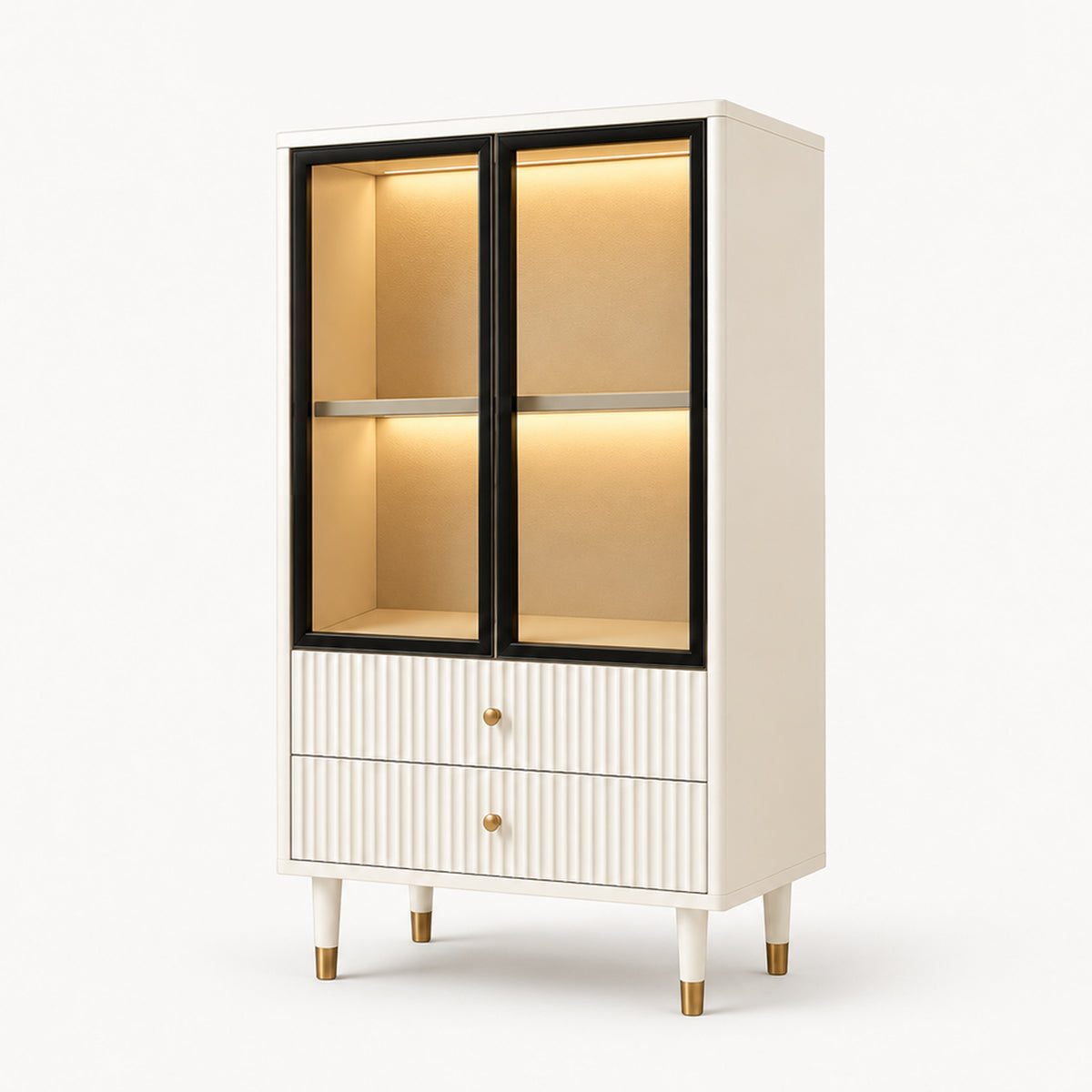 Narrow Glass Bookcase with Display Storage