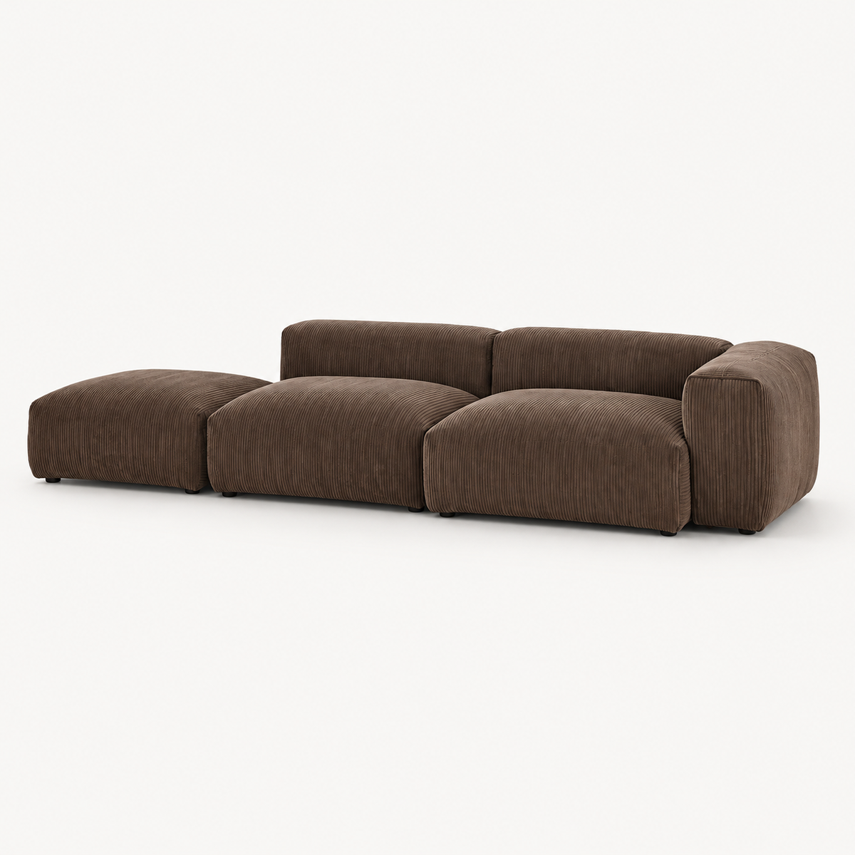 95.6" Mid-Century Modern Corduroy Modular Sofa