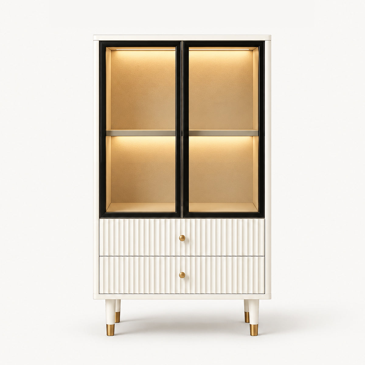 Narrow Glass Bookcase with Display Storage