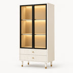 Narrow Glass Bookcase with Display Storage
