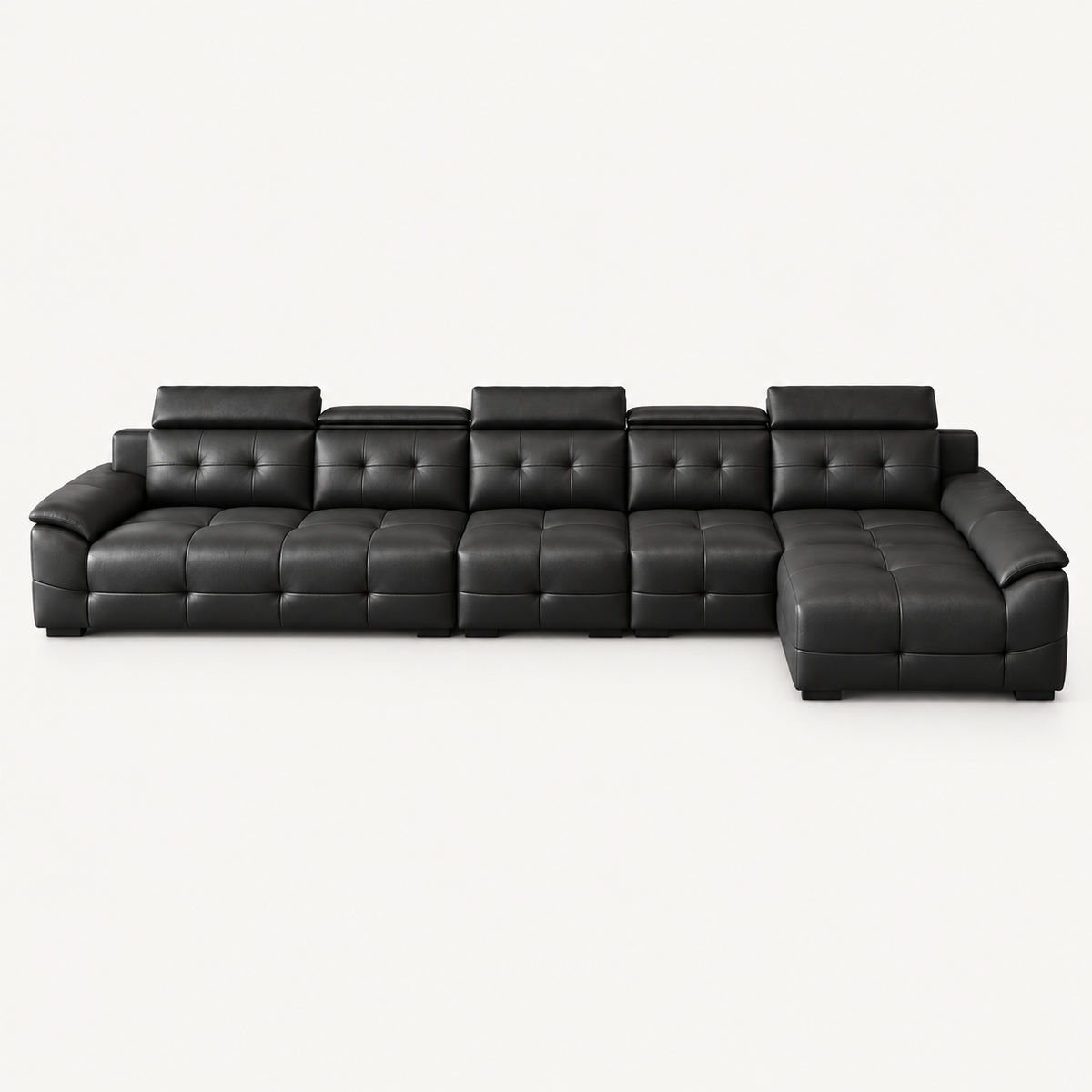 Cowhide Sectional Sofa with Adjustable Headrests