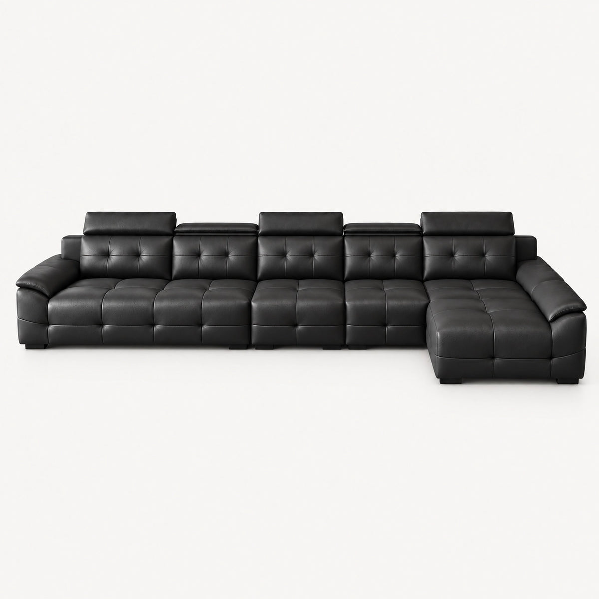 Cowhide Sectional Sofa with Adjustable Headrests