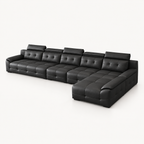 Cowhide Sectional Sofa with Adjustable Headrests