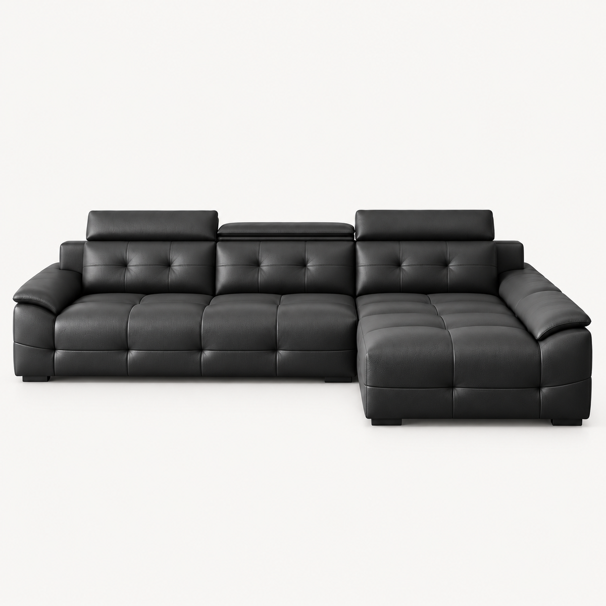 Cowhide Sectional Sofa with Adjustable Headrests