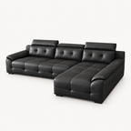 Cowhide Sectional Sofa with Adjustable Headrests