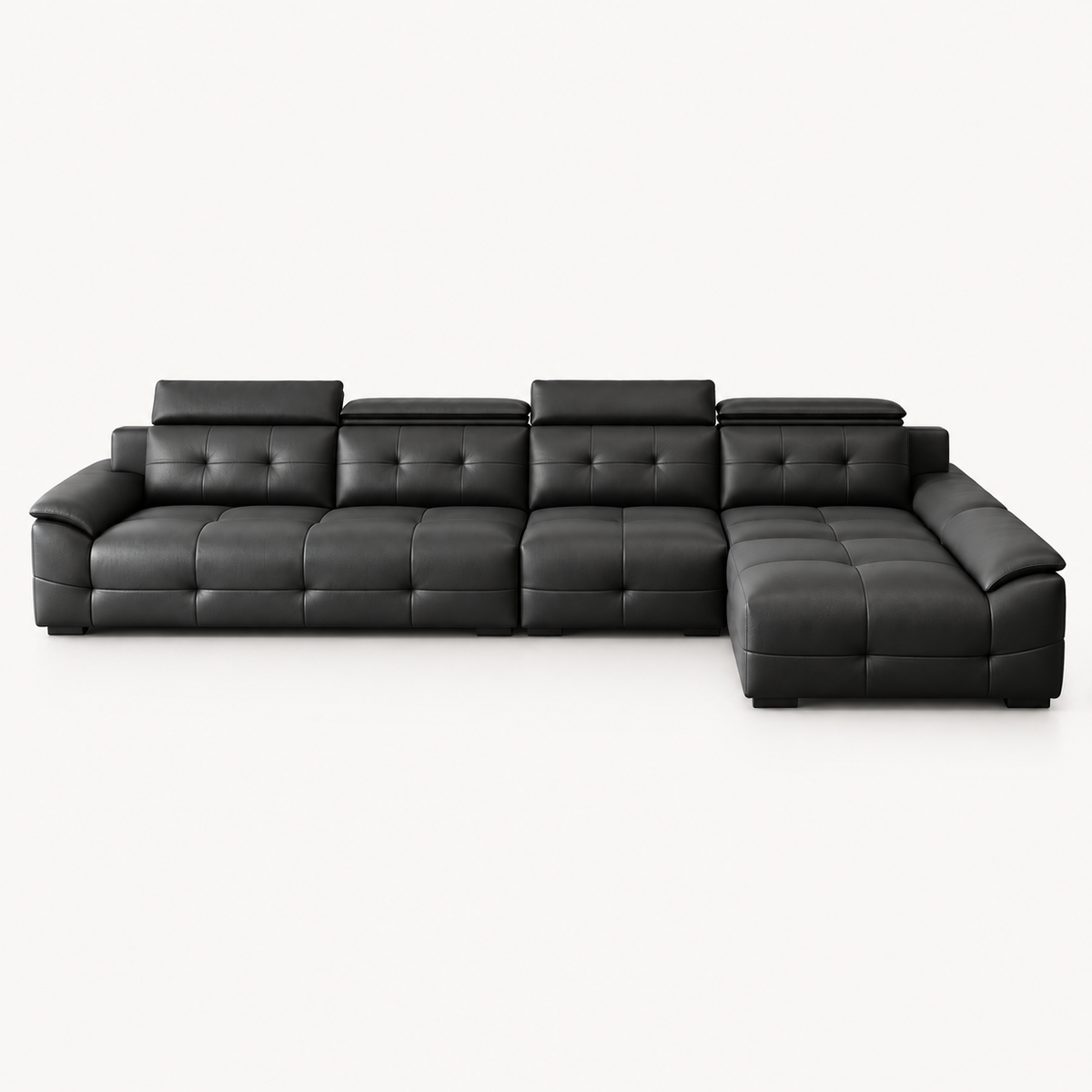 Cowhide Sectional Sofa with Adjustable Headrests