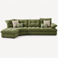 Green Curved Fabric Sofa with Adjustable Backrest