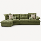Green Curved Fabric Sofa with Adjustable Backrest