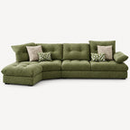 Green Curved Fabric Sofa with Adjustable Backrest