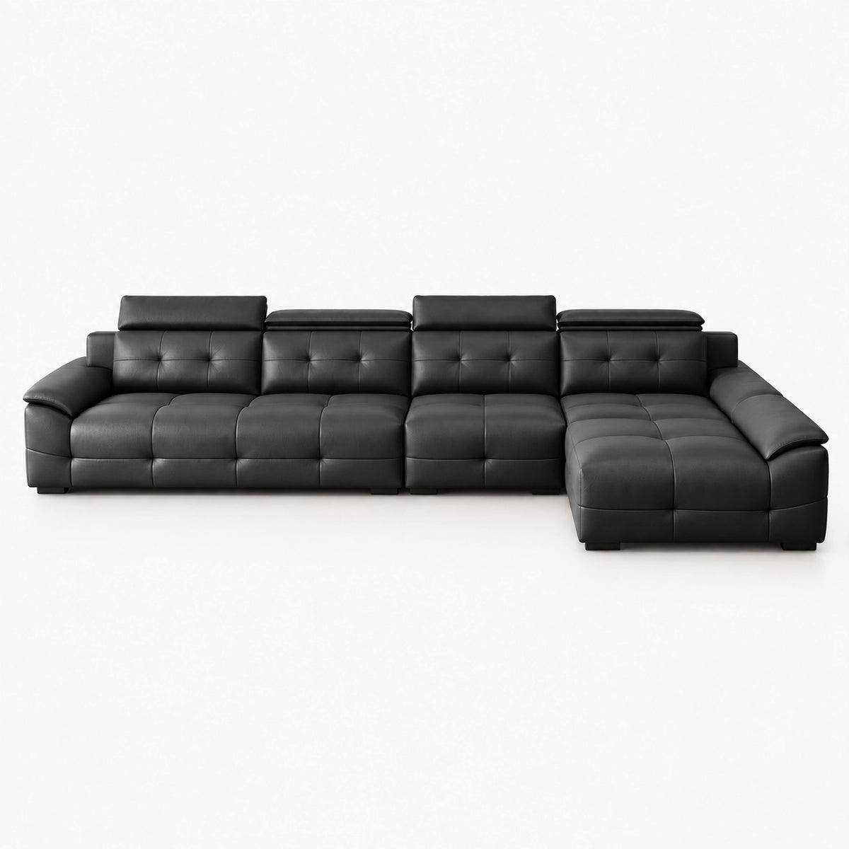 Cowhide Sectional Sofa with Adjustable Headrests