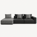 Low-Profile Leather and Fabric Modular Sofa