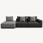Low-Profile Leather and Fabric Modular Sofa