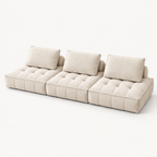 Grid-Tufted Modular Fabric Sofa