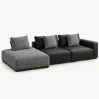 Low-Profile Leather and Fabric Modular Sofa