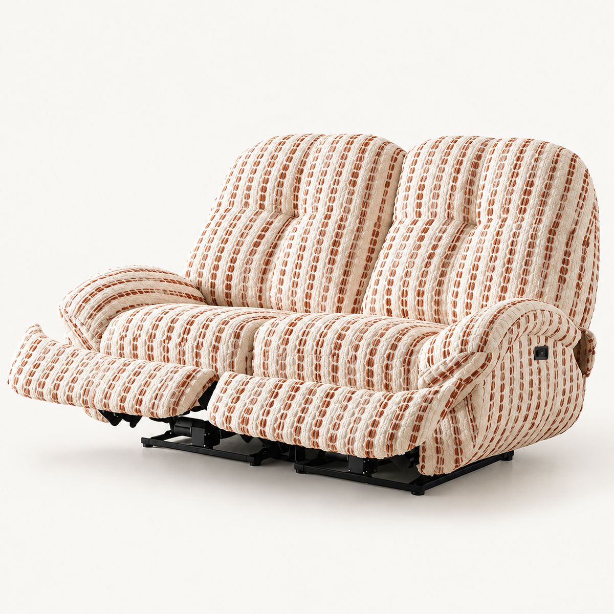 59" Striped Fabric Wall-Hugger Power Reclining Loveseat