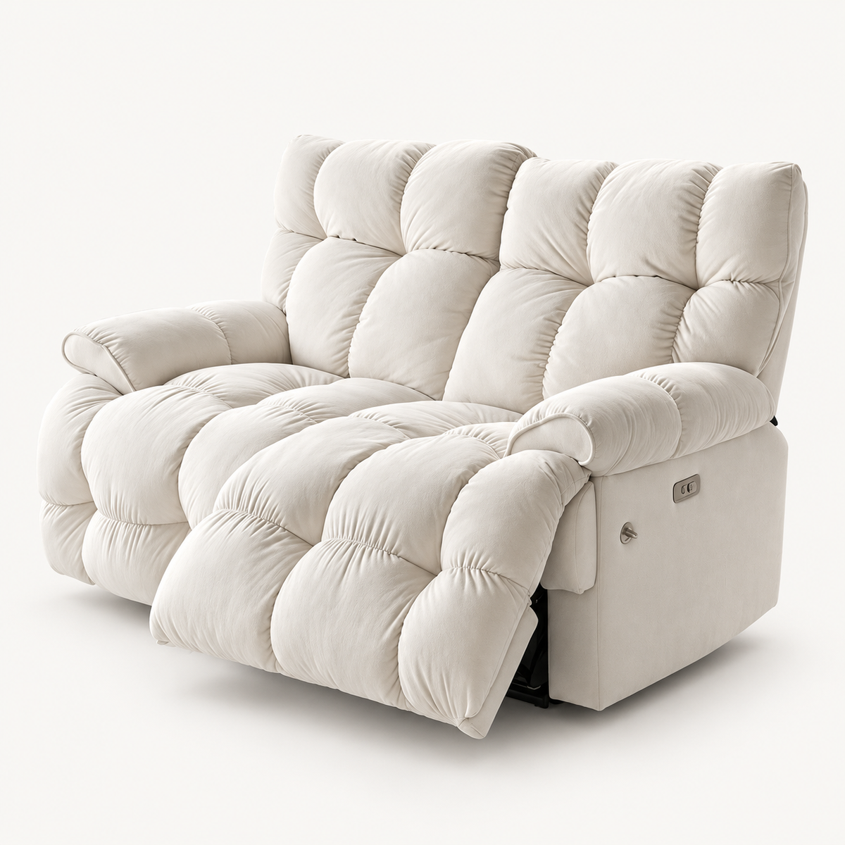 55.5" Lay-Flat Fabric Power Reclining Loveseat