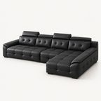 Cowhide Sectional Sofa with Adjustable Headrests