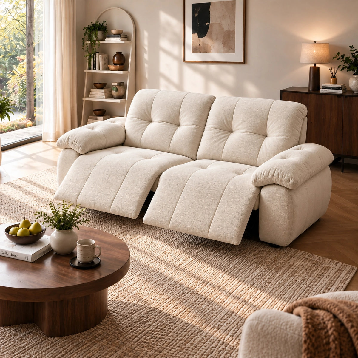 88.9" Minimalist Fabric Power Reclining Sofa