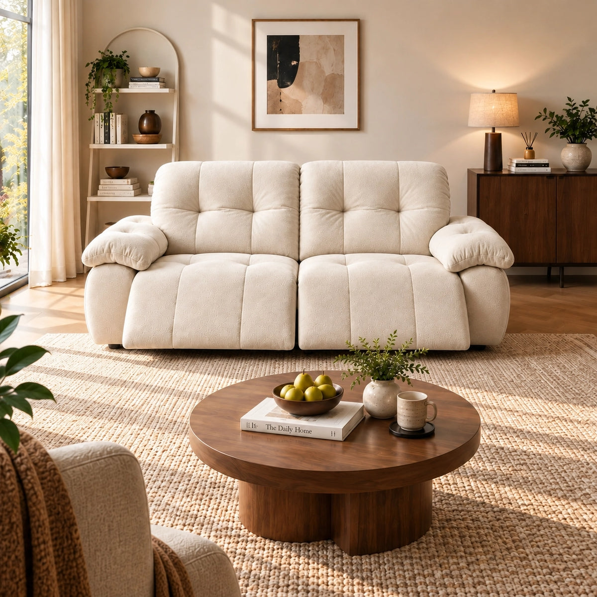 88.9" Minimalist Fabric Power Reclining Sofa