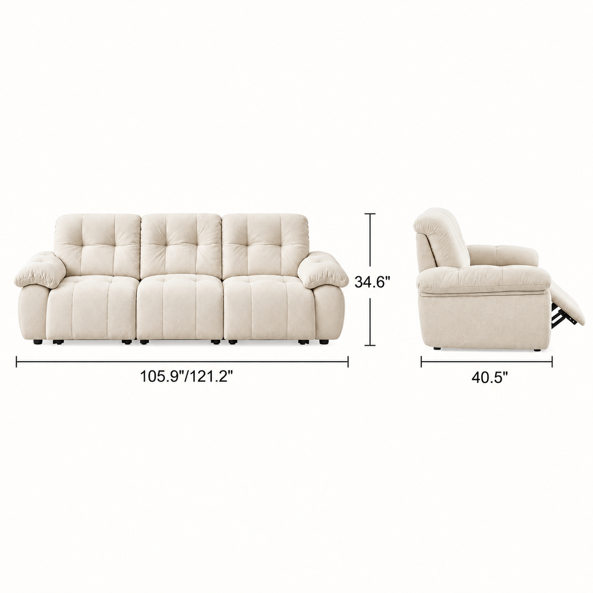 88.9" Minimalist Fabric Power Reclining Sofa