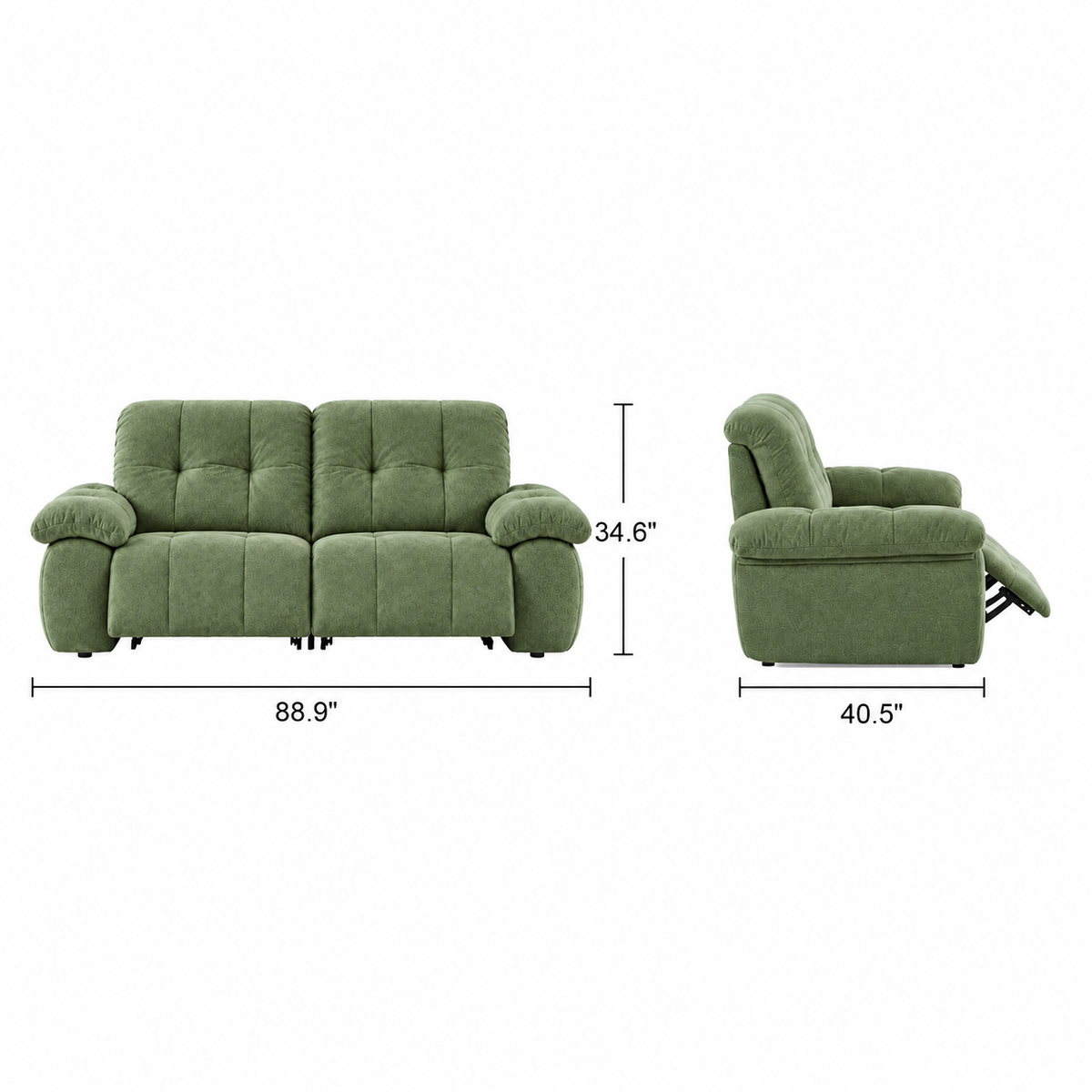 88.9" Minimalist Fabric Power Reclining Sofa