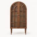 French Vintage Solid Wood Sideboard with Glass Details