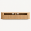 Storage TV Stand with Curved Corners and Ribbed Panels