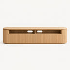 Storage TV Stand with Curved Corners and Ribbed Panels