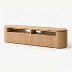 Storage TV Stand with Curved Corners and Ribbed Panels