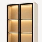 Narrow Glass Bookcase with Display Storage