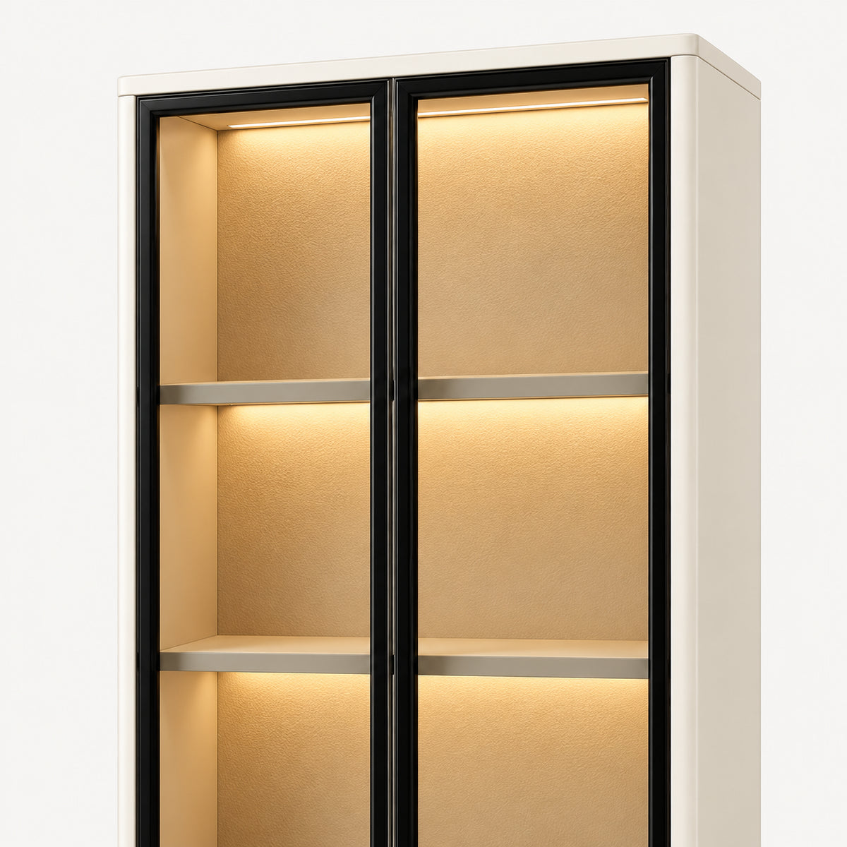 Narrow Glass Bookcase with Display Storage