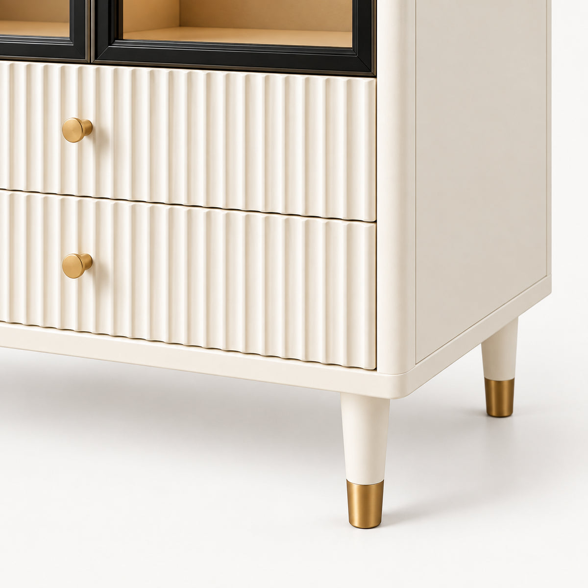 Narrow Glass Bookcase with Display Storage