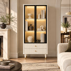 Narrow Glass Bookcase with Display Storage