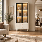 Narrow Glass Bookcase with Display Storage