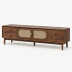 Faux Rattan Door TV Cabinet with Drawer Storage