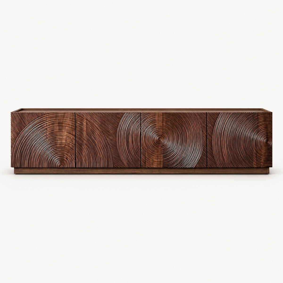 Art‑Carved Solid Wood TV Cabinet with Storage Doors