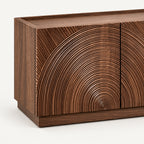 Art‑Carved Solid Wood TV Cabinet with Storage Doors