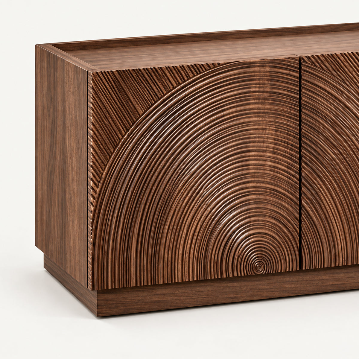Art‑Carved Solid Wood TV Cabinet with Storage Doors