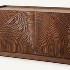 Art‑Carved Solid Wood TV Cabinet with Storage Doors