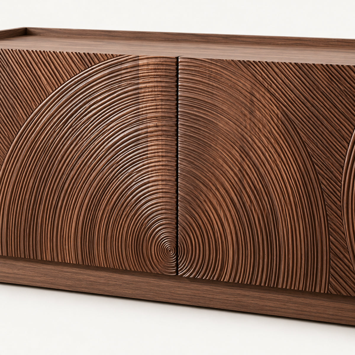 Art‑Carved Solid Wood TV Cabinet with Storage Doors