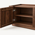 Art‑Carved Solid Wood TV Cabinet with Storage Doors