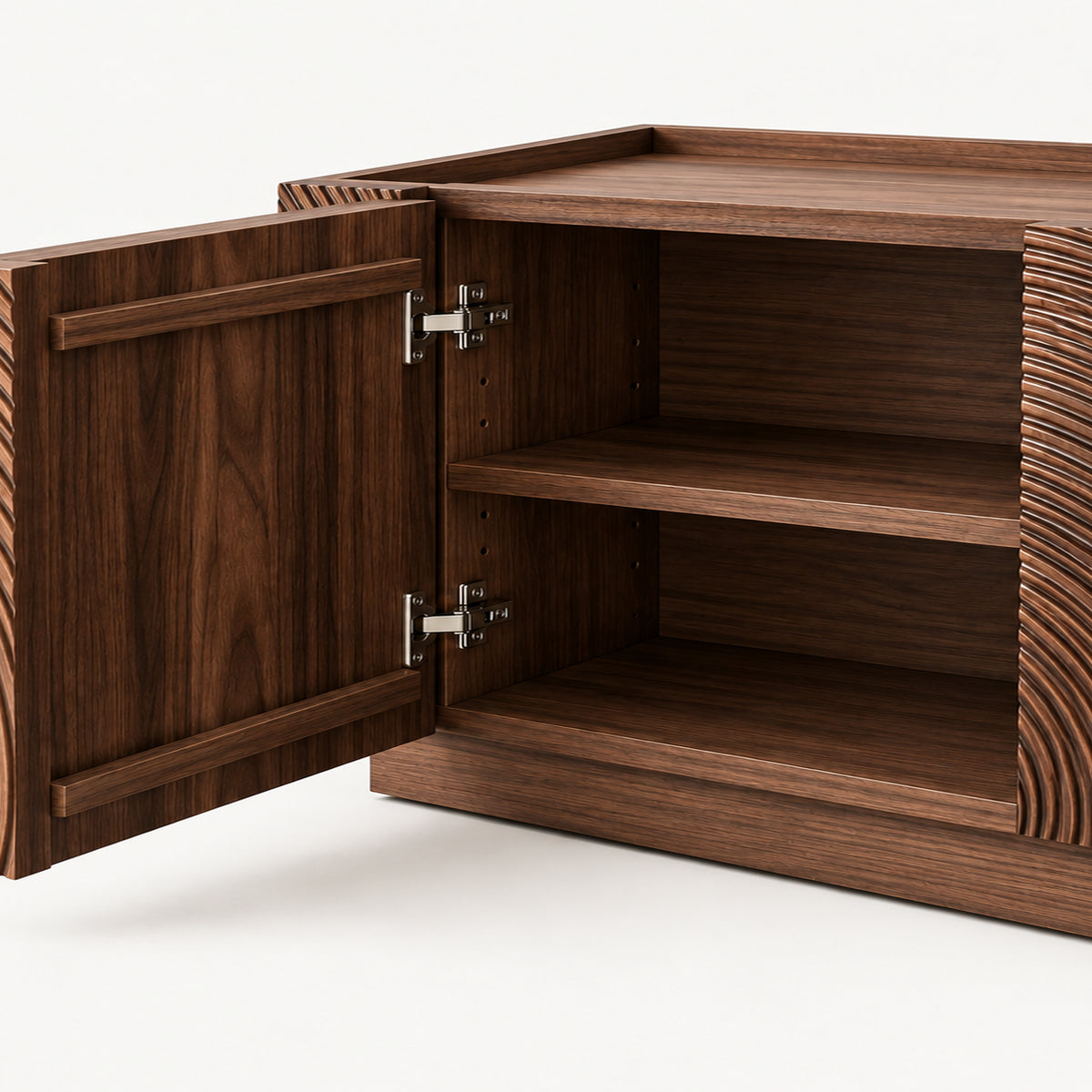 Art‑Carved Solid Wood TV Cabinet with Storage Doors