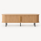 Oak TV Stand with Roll-Up Door