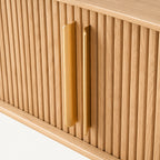 Oak TV Stand with Roll-Up Door