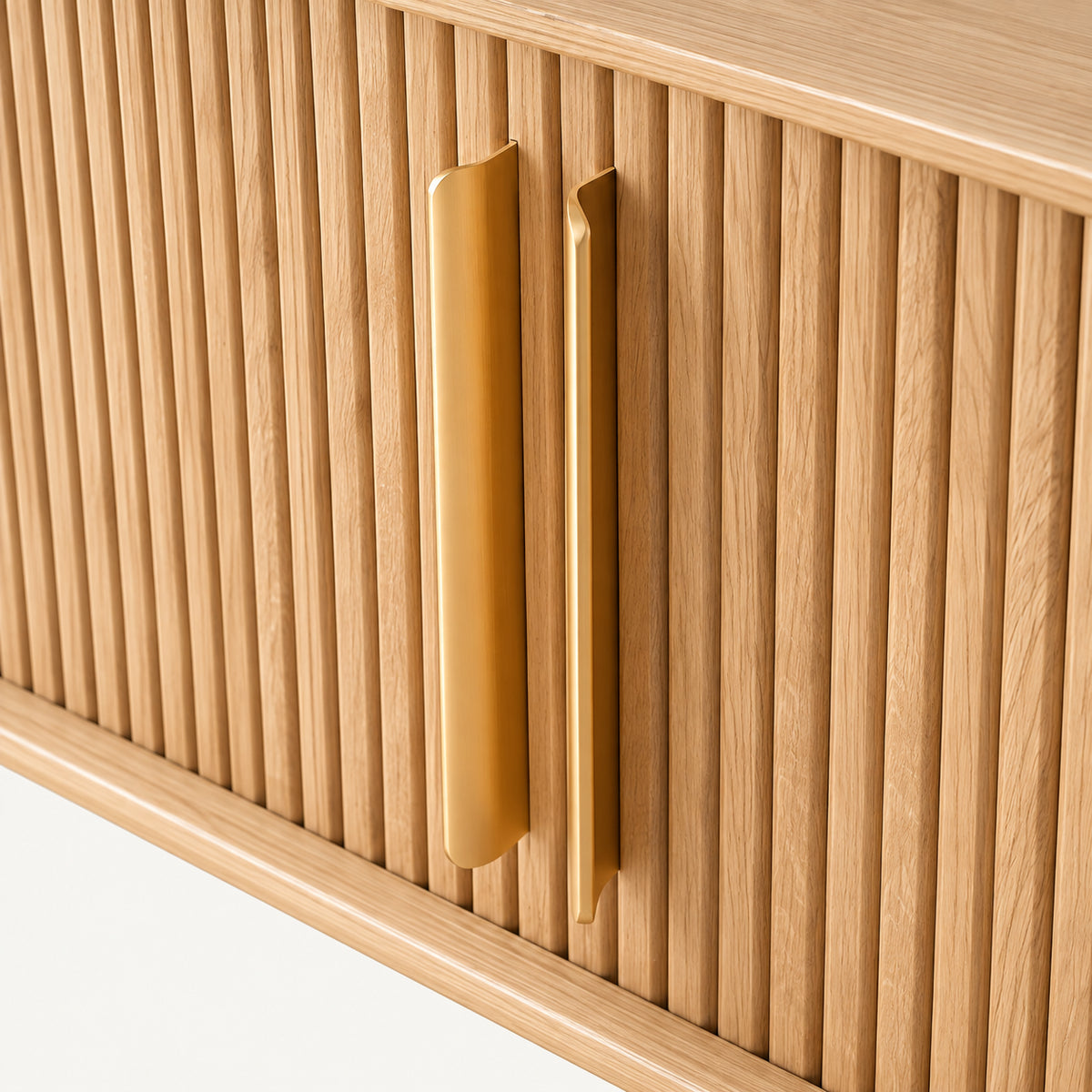 Oak TV Stand with Roll-Up Door